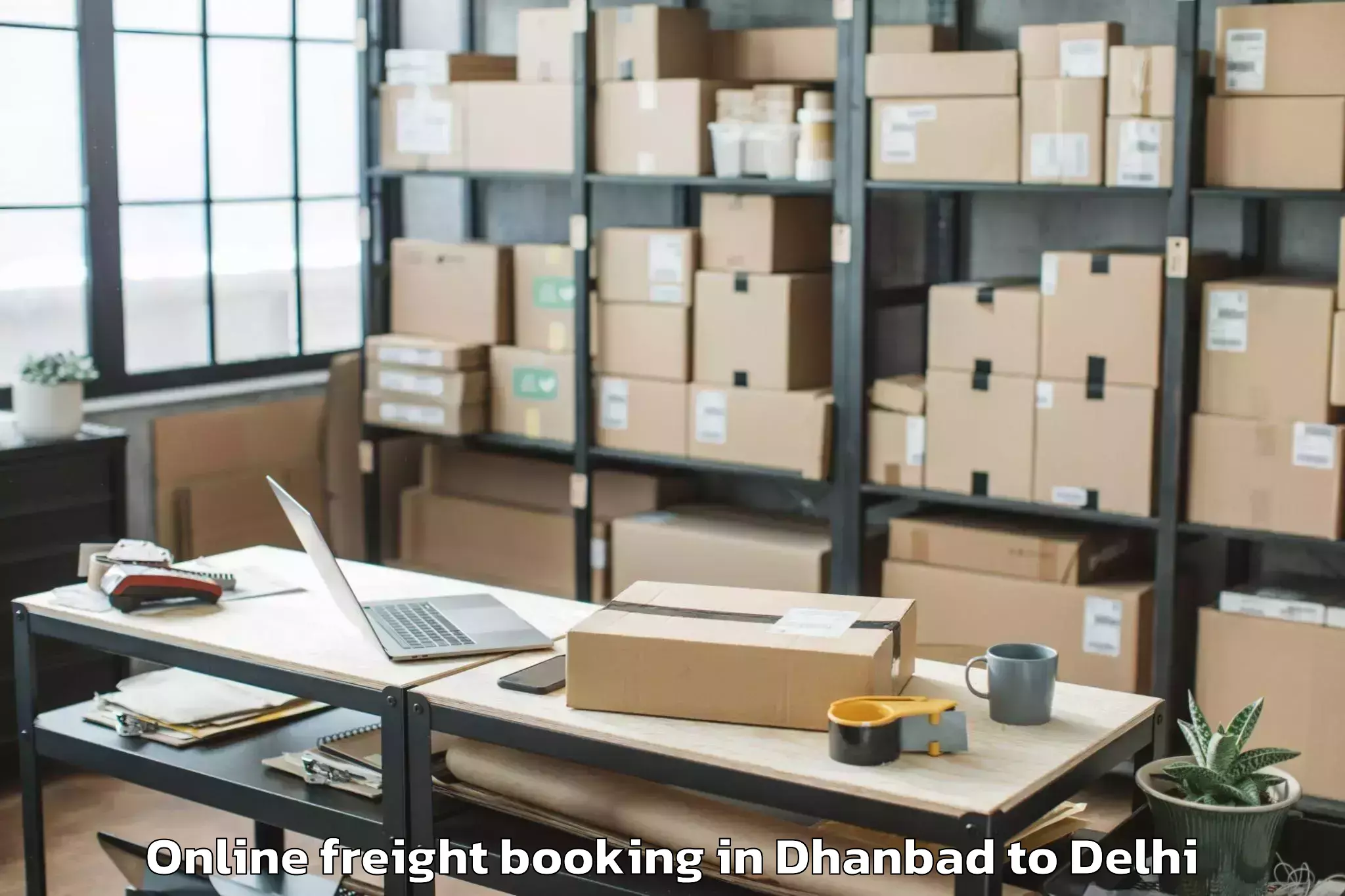 Book Dhanbad to V3s East Centre Mall Online Freight Booking Online